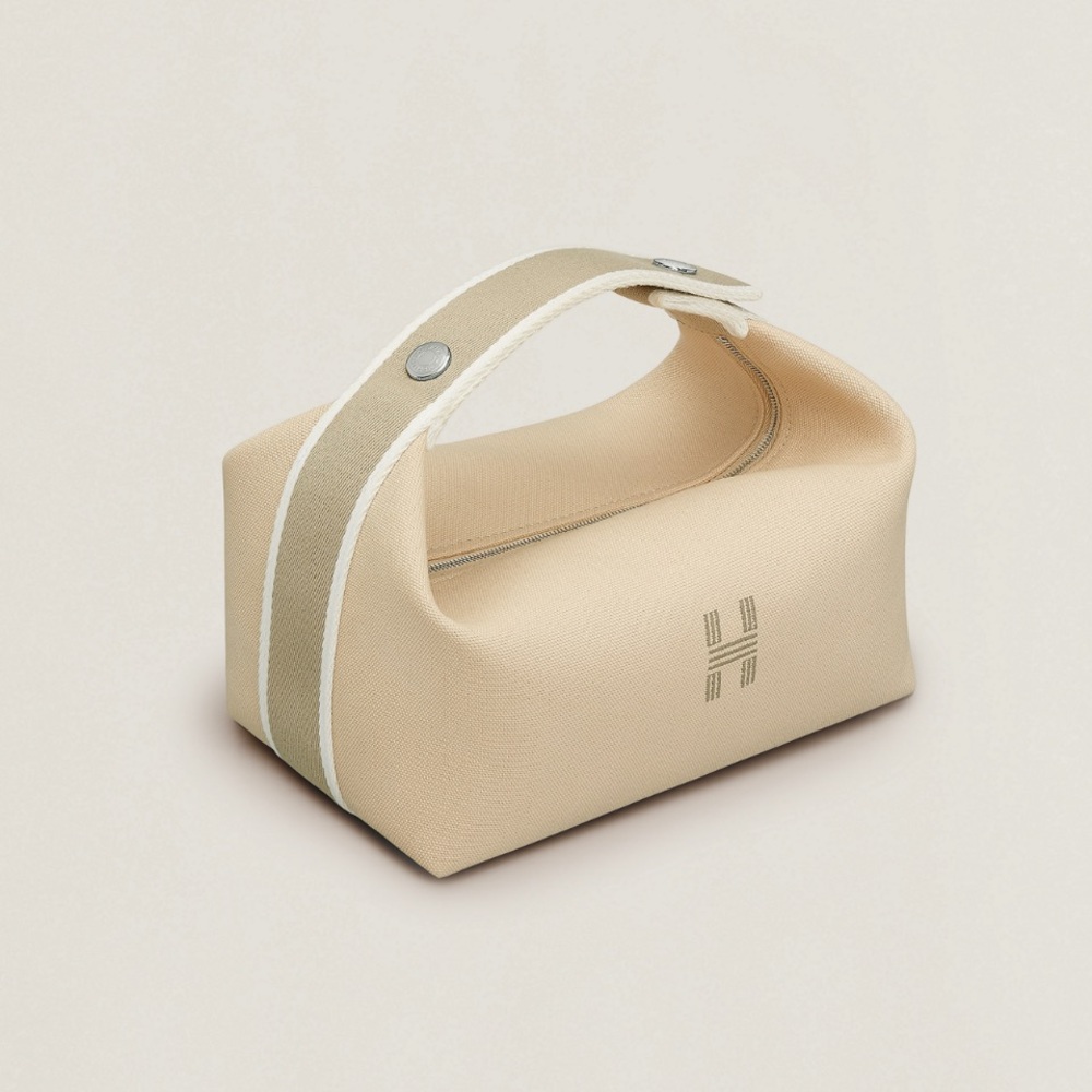 Hermes Beige and White Canvas Storage Bag